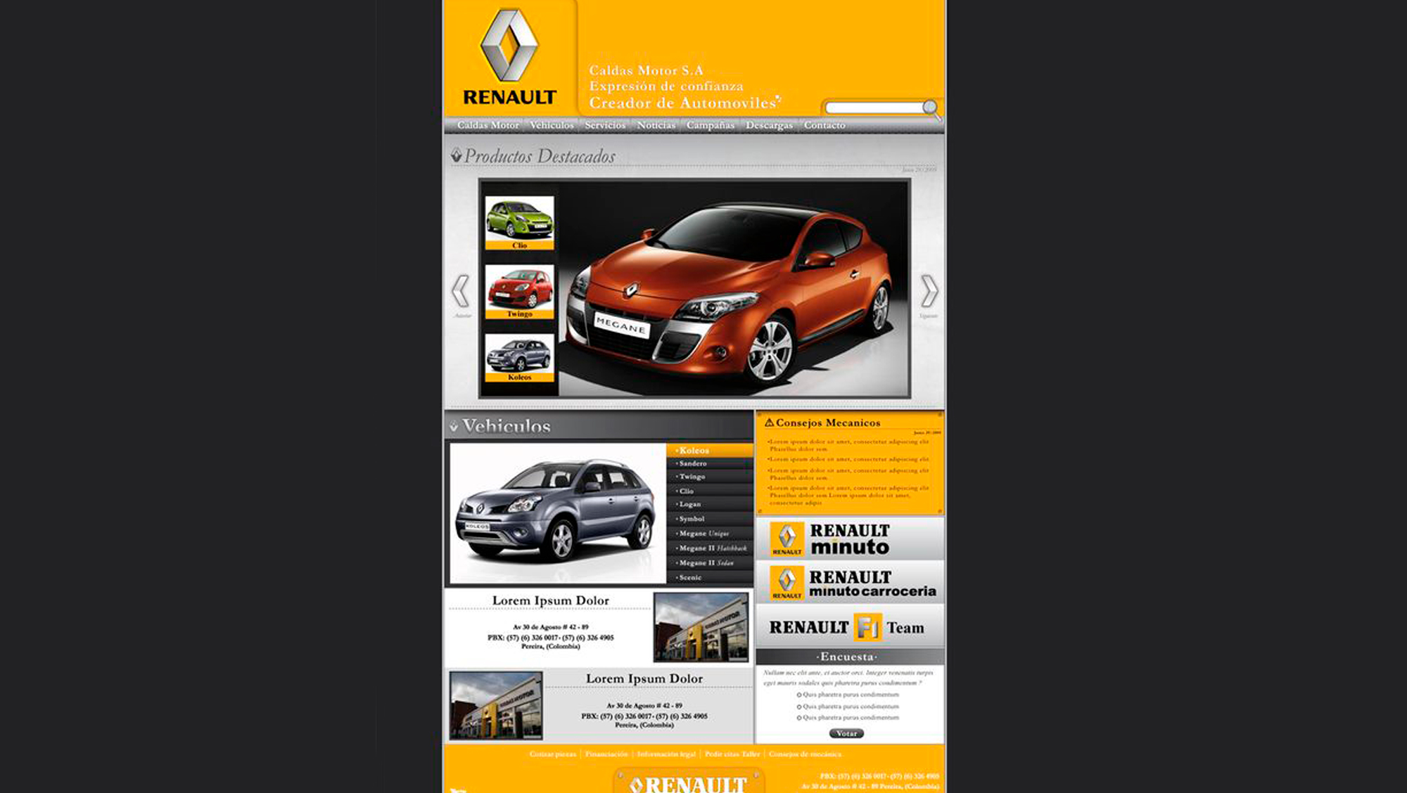 Diseño de página web para Renault